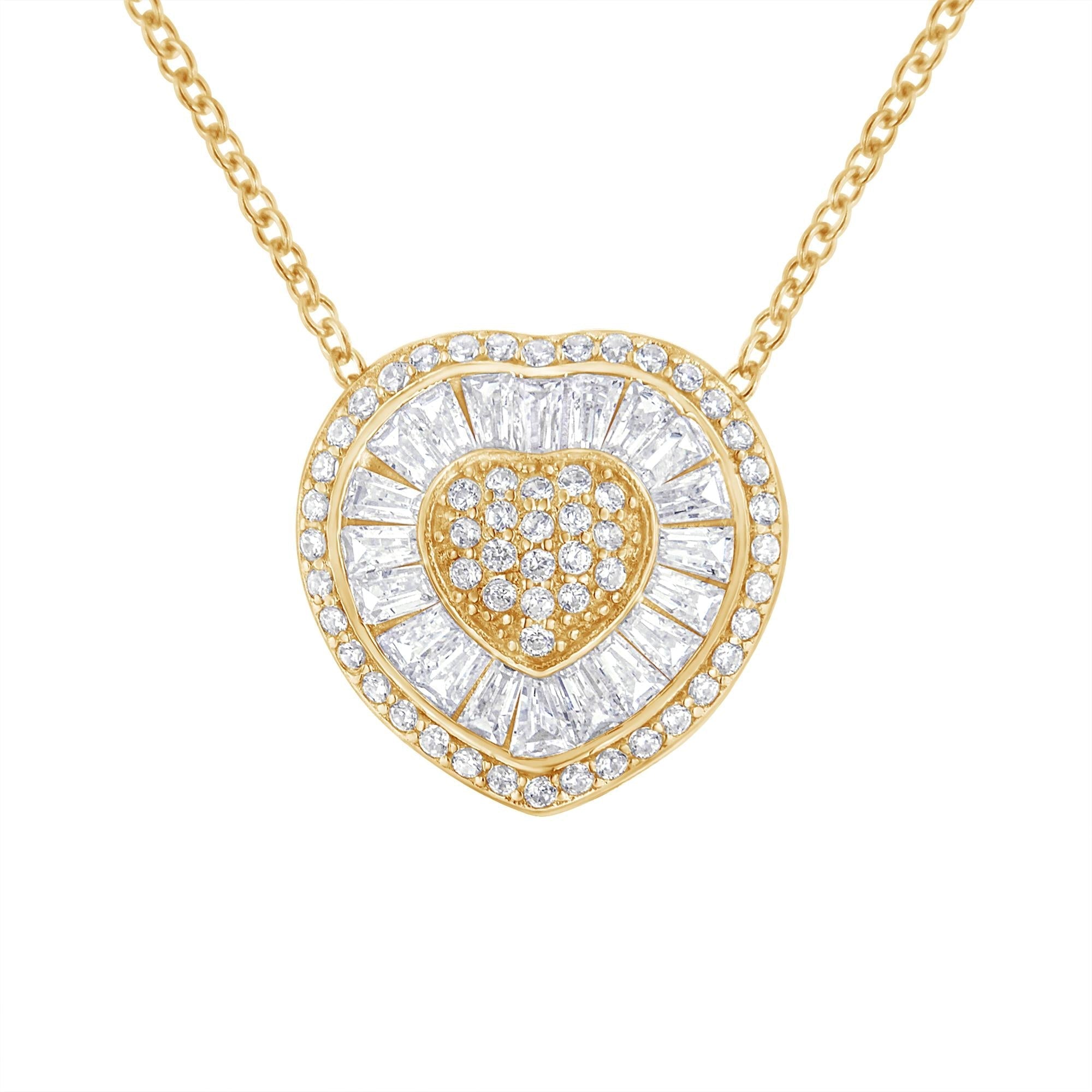 10KT Yellow Gold Diamond Heart Pendant Necklace (1/2 cttw, H-I Color,
