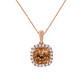 10K Rose Gold 1/4ct Diamond and 8MM Peach Morganite Gemstone Square