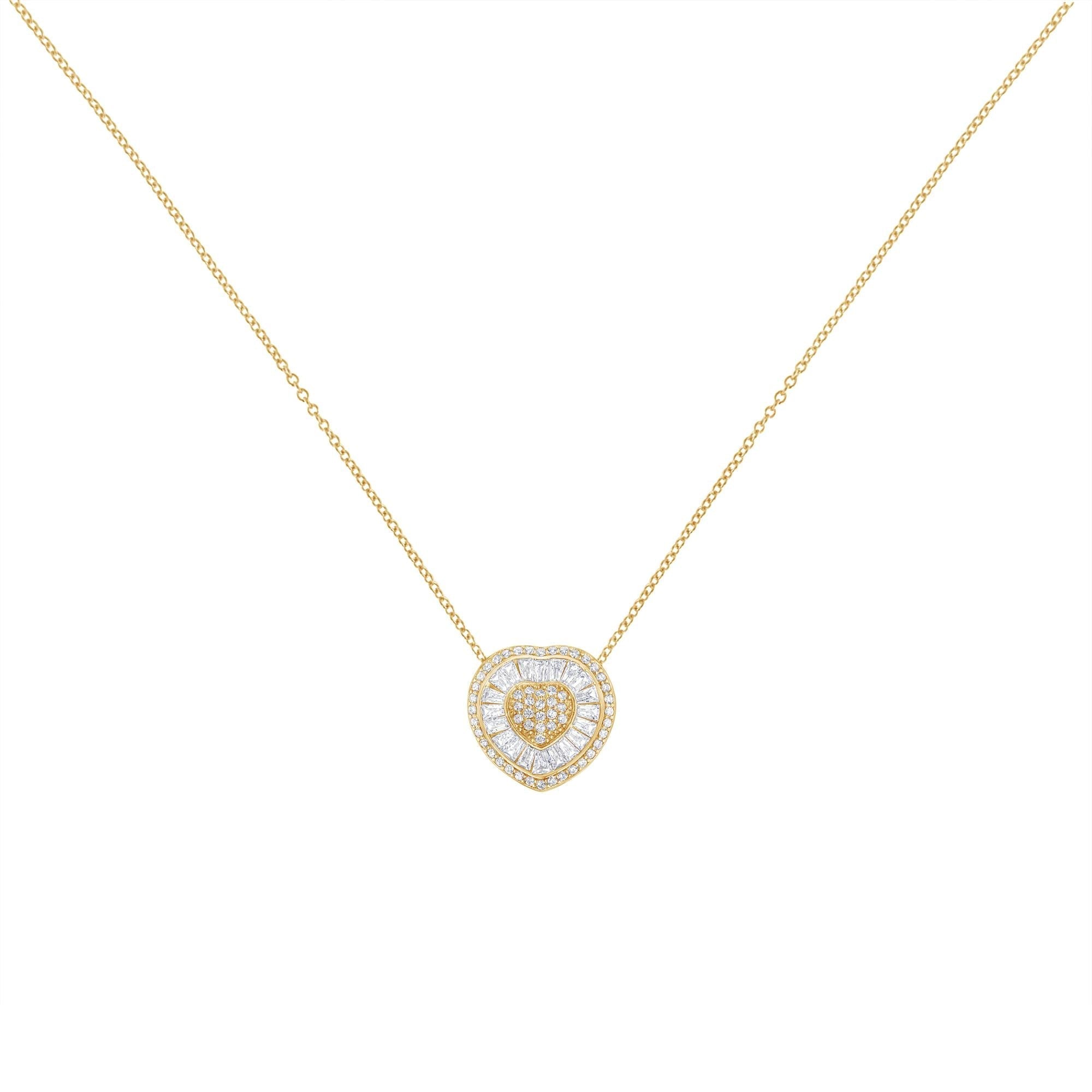 10KT Yellow Gold Diamond Heart Pendant Necklace (1/2 cttw, H-I Color,