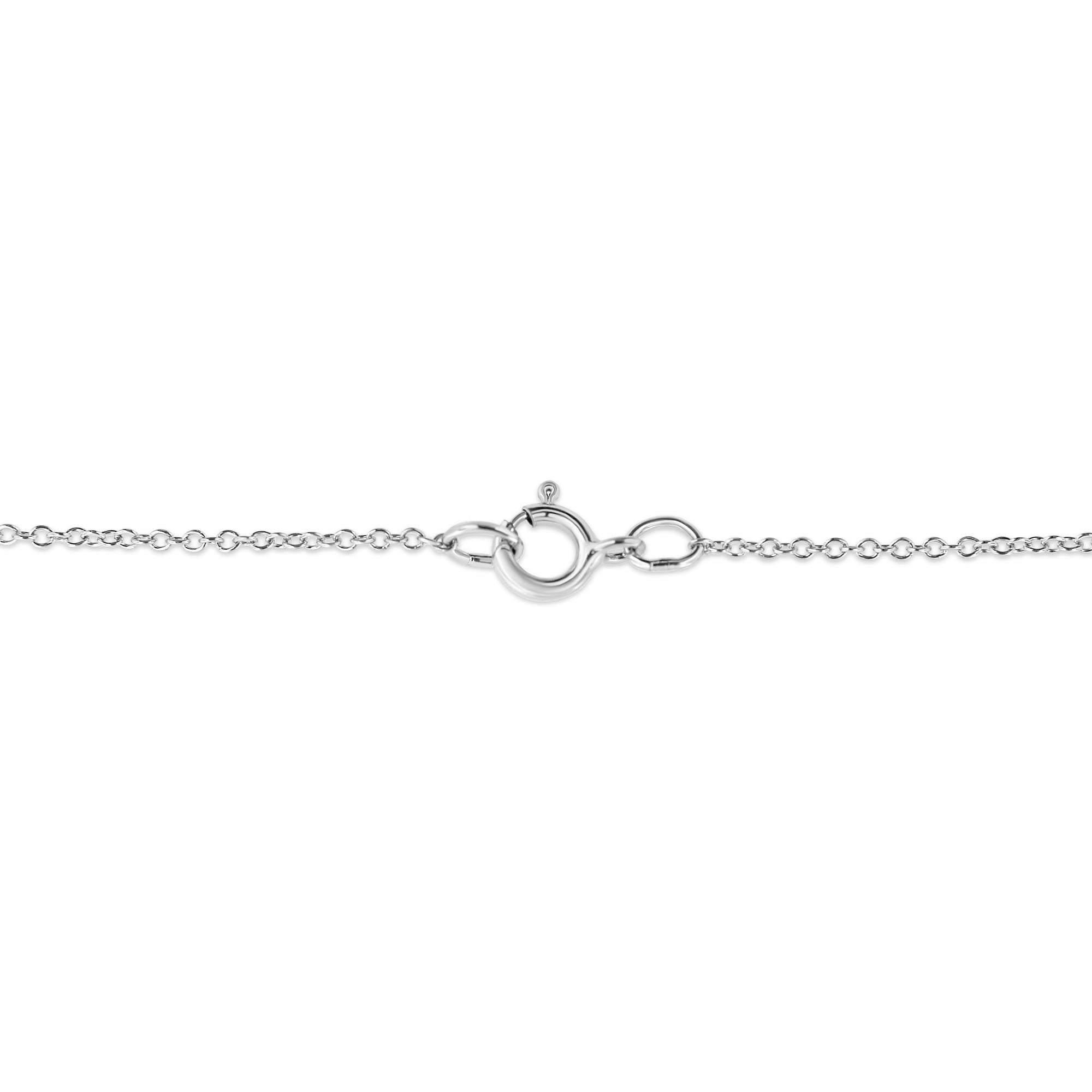 10K White Gold 1/10 Cttw Miracle Set Round-Cut Diamond 18" Pendant